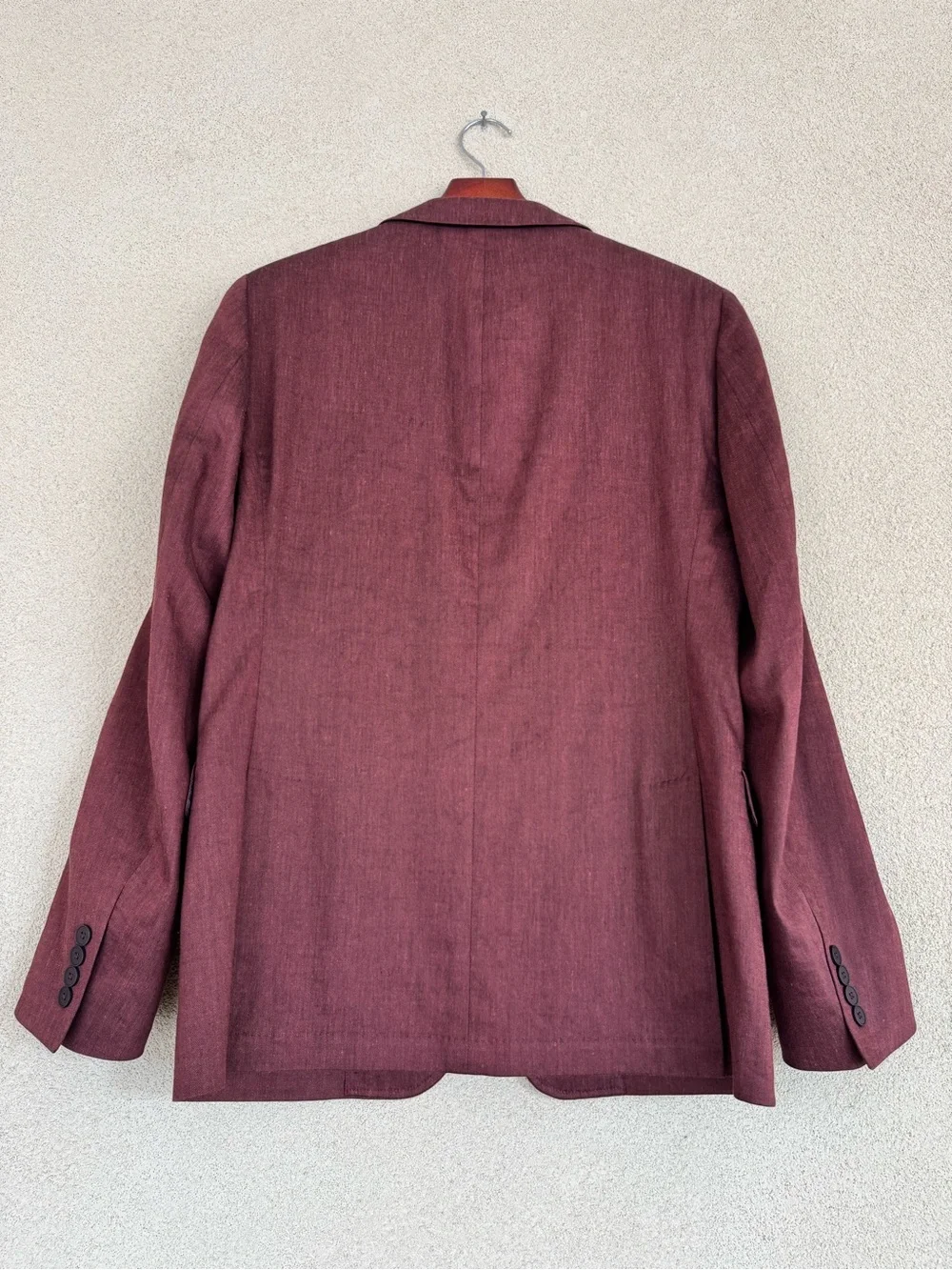 Calvin Klein Slim Fit Linen Blend Suit Jacket Blazer Rust Burgundy Sz 40L